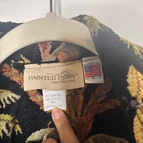 Vintage‎ Painted Pony Size Small Tapestry Blazer Jungle Print Two Button - Picture 4 of 6